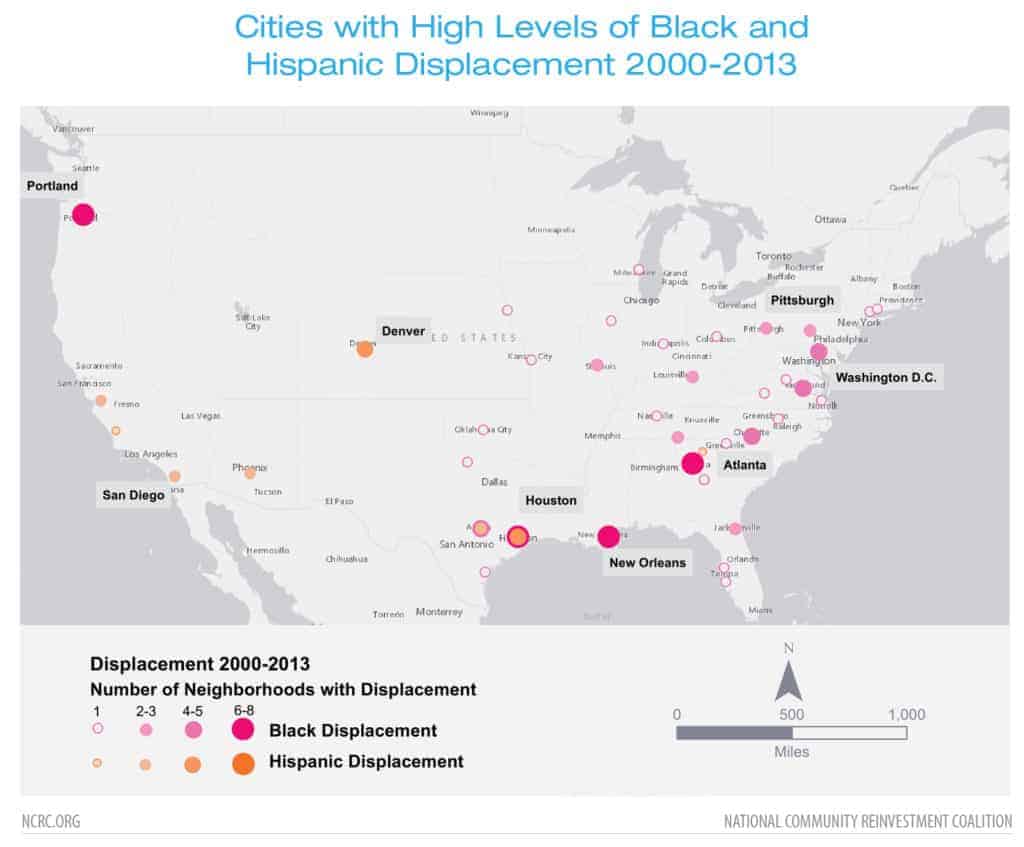 Cities with High Levels of Black and Hispanic Displacement 2000-2013