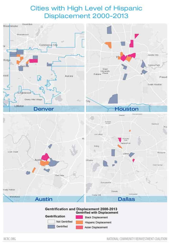 Cities with High Level of Hispanic Displacement 2000-2013