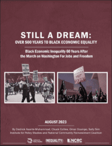 Picture of report cover: Still A Dream: Over 500 Years to Black Economic Equality