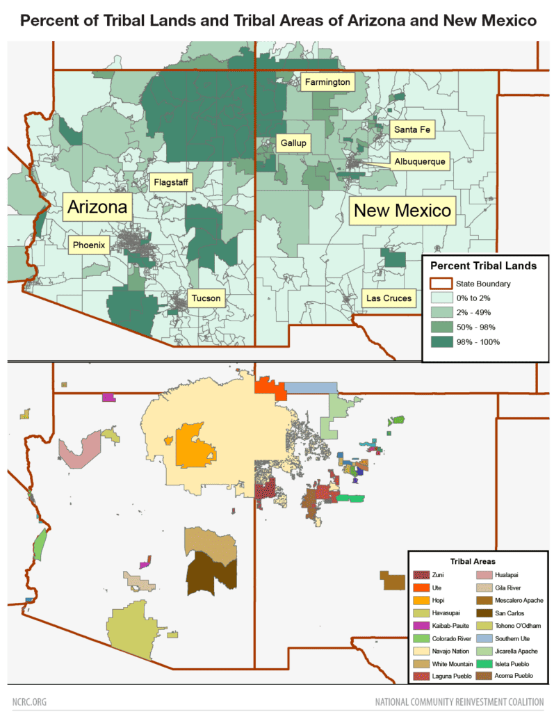 Percent of Tribal Lands and Tribal Areas of Arizona and New Mexico